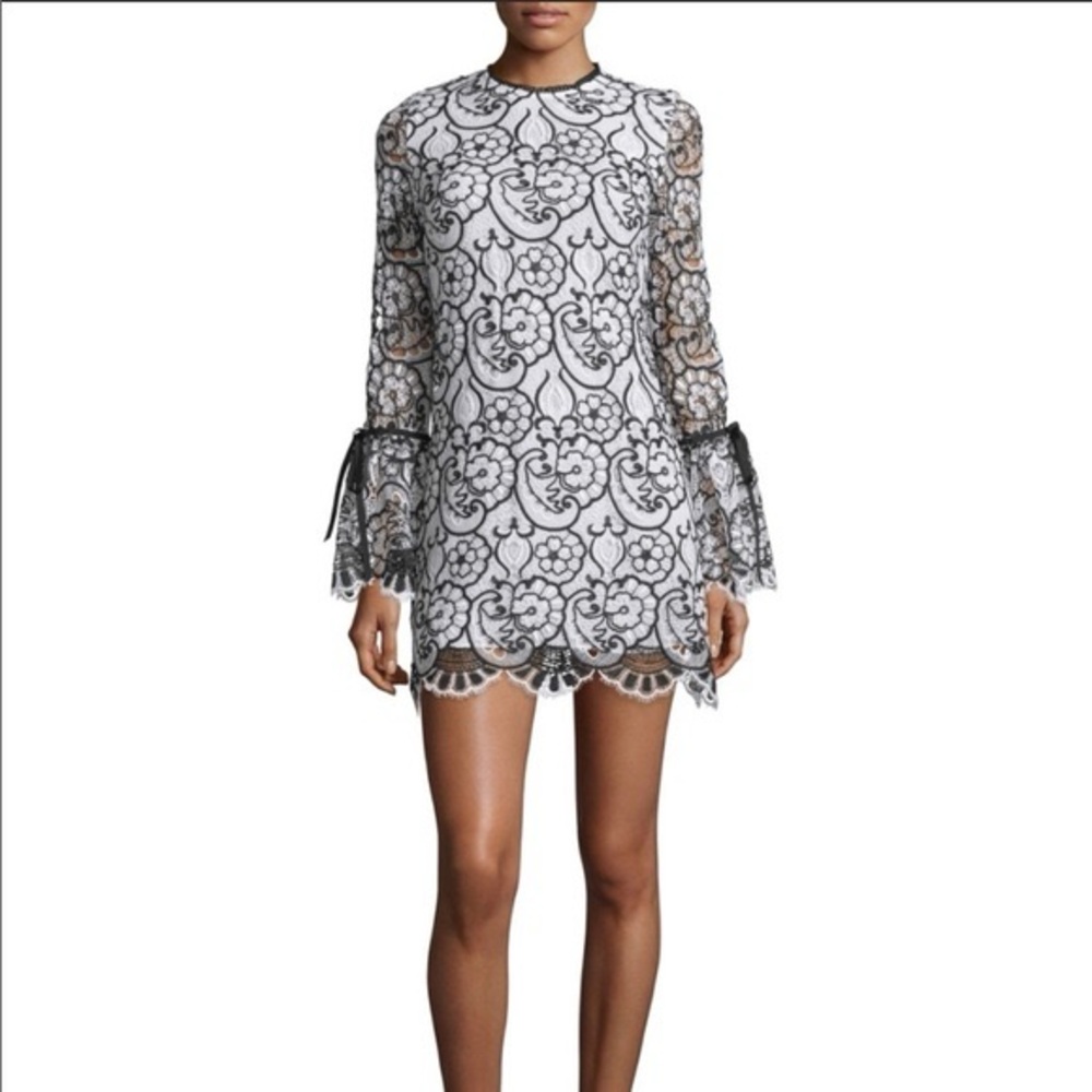 Alexis Black and White Floral Lace Mini Dress